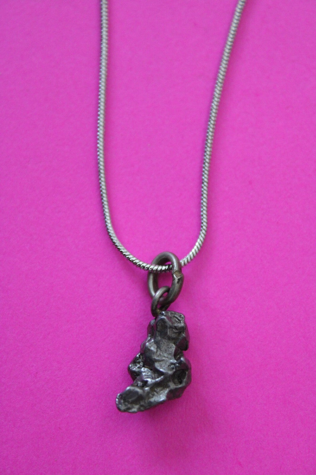 Meteorite Necklace W/ Chain Campo Del Cielo 2.3 Grams Real Dinosaur Girl COA 53