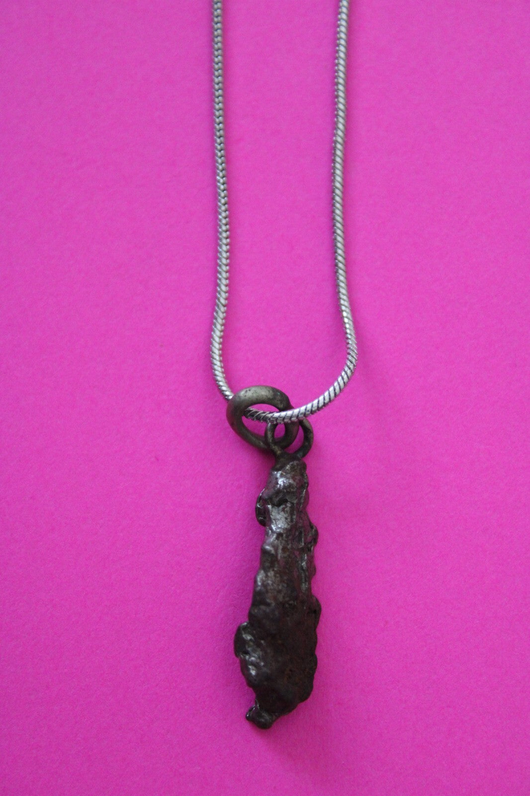 Meteorite Necklace W/ Chain Campo Del Cielo 2.6 Grams Real Dinosaur Girl COA 41