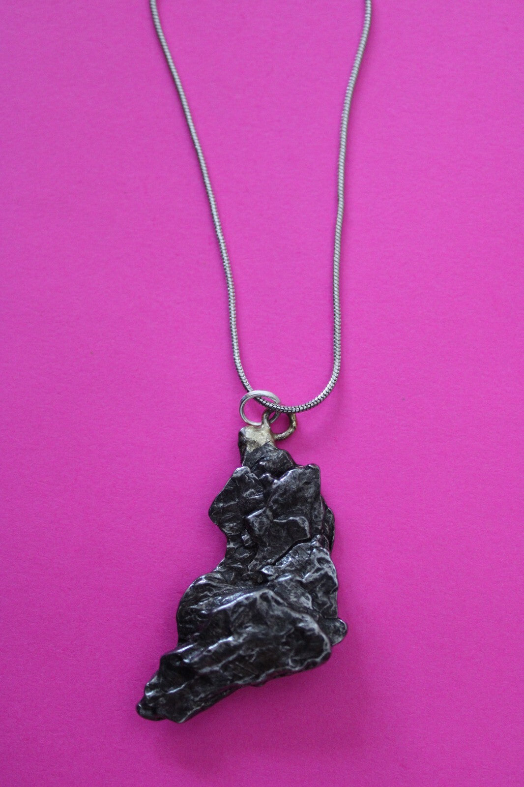 Meteorite Necklace W/ Chain Campo Del Cielo 14.3 Grams Real Dinosaur Girl COA 27