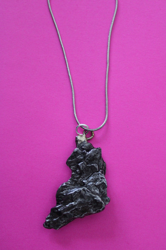 Meteorite Necklace W/ Chain Campo Del Cielo 14.3 Grams Real Dinosaur Girl COA 27