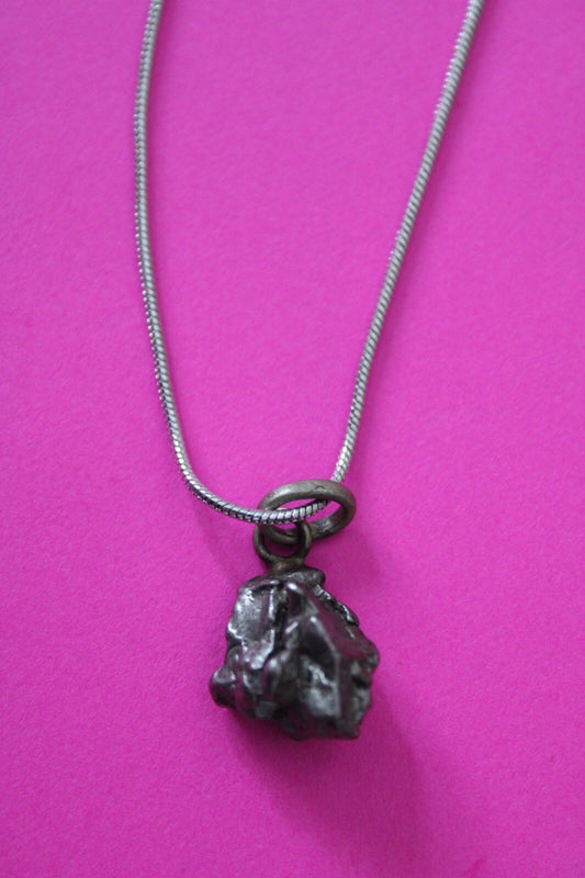 Meteorite Necklace W/ Chain Campo Del Cielo 3.3 Grams Real Dinosaur Girl COA 45