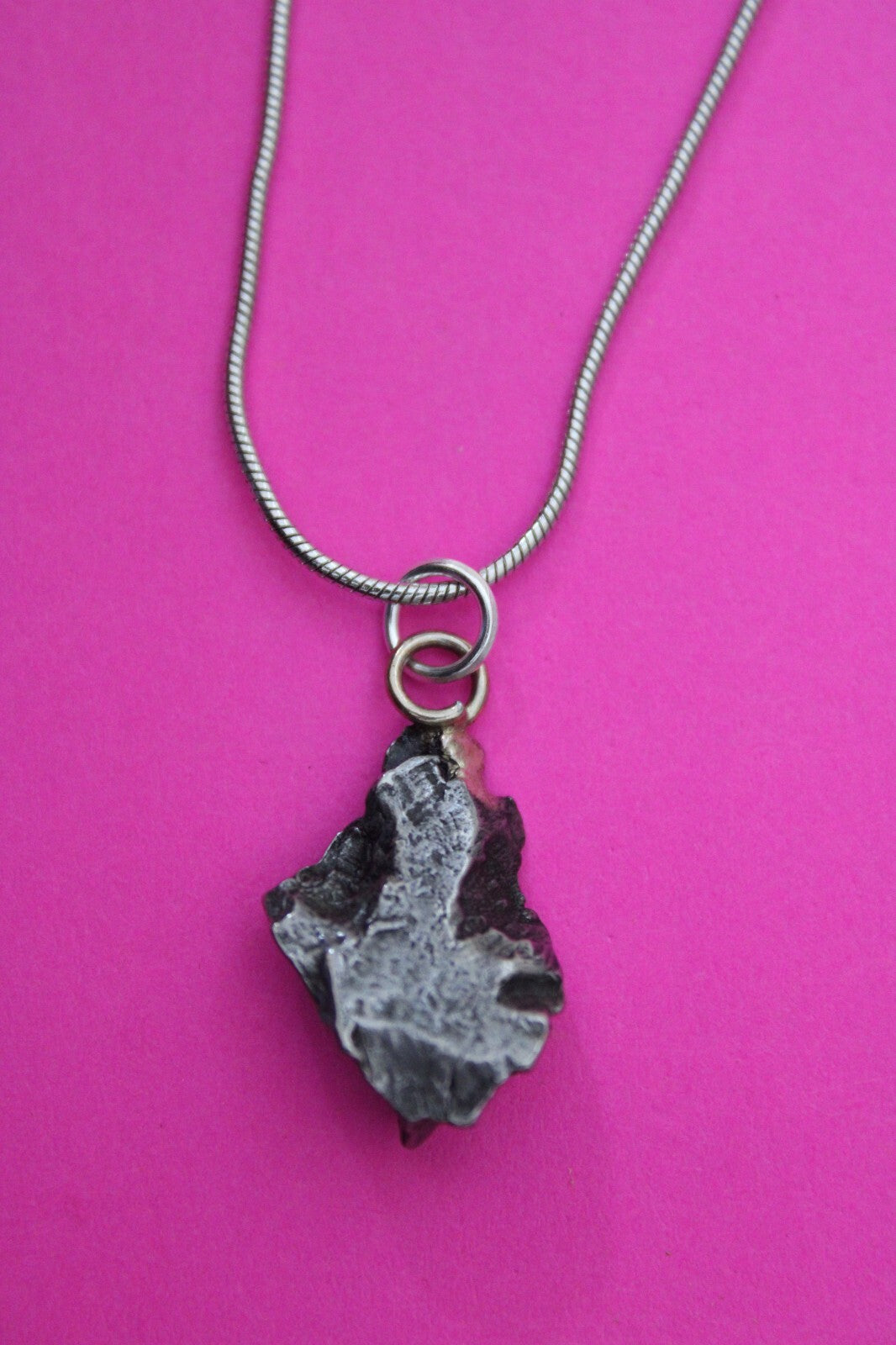 Meteorite Necklace W/ Chain Campo Del Cielo 3.5 Grams Real Dinosaur Girl COA 04