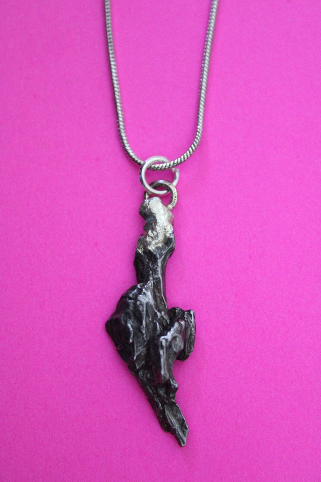 Meteorite Necklace W/ Chain Campo Del Cielo 3.3 Grams Real Dinosaur Girl COA 56