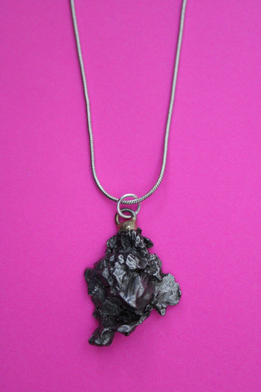 Meteorite Necklace W/ Chain Campo Del Cielo 9.3 Grams Real Dinosaur Girl COA 17