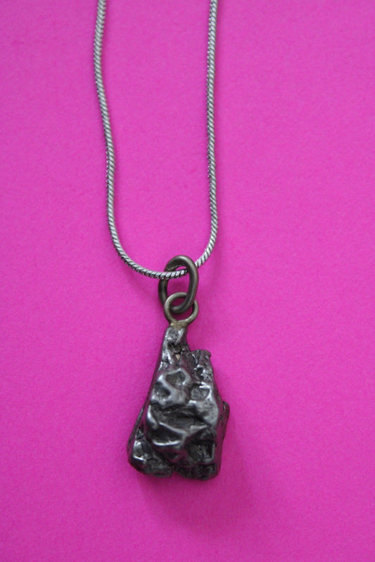 Meteorite Necklace W/ Chain Campo Del Cielo 5.6 Grams Real Dinosaur Girl COA 38