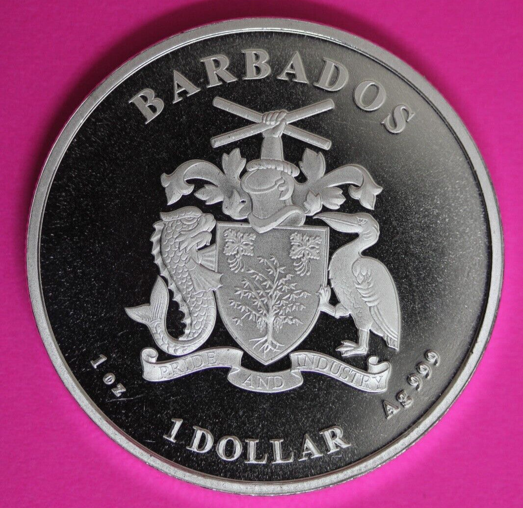 Gem BU 2023 Barbados Monkey 1 OZ Silver Coin .999 Fine $1.00 Same Coin In Pic 17