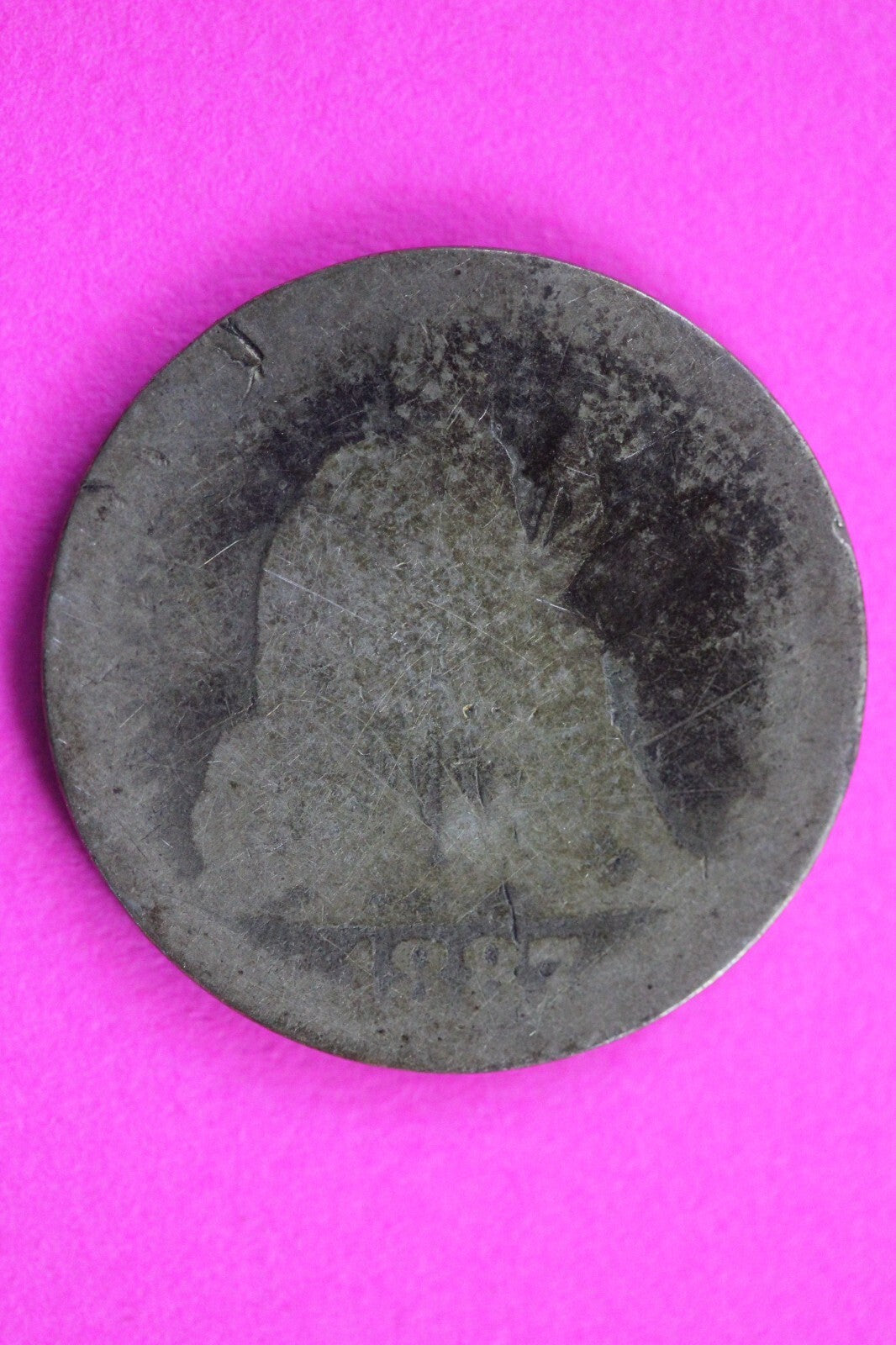 1887 S Seated Liberty Dime Exact Silver Coin In Pics Smashed Low Grade Filler 09