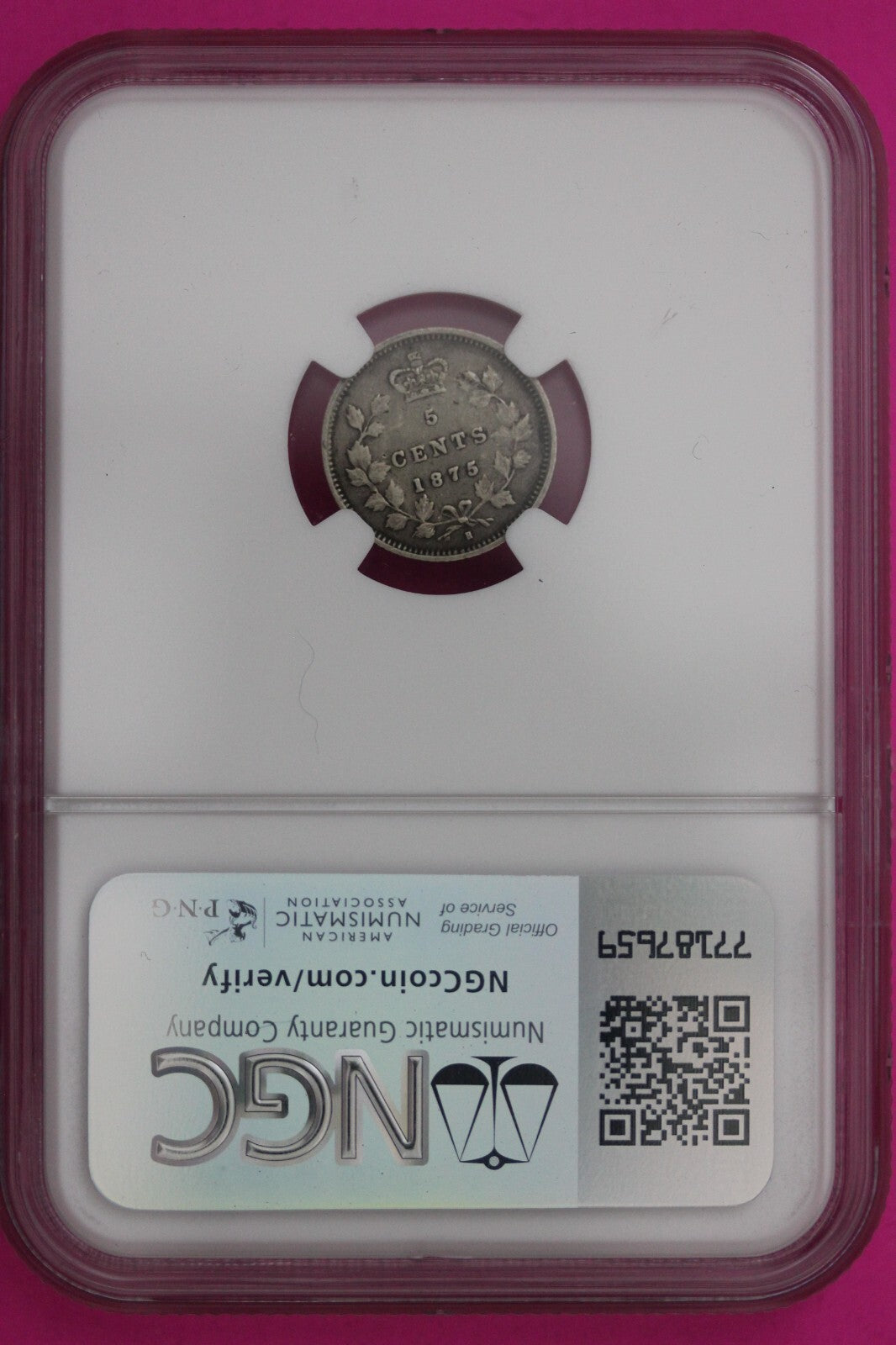 1875 H Canada VF 25 Small Date 5 Cents Silver Key Date NGC Graded Certified 792