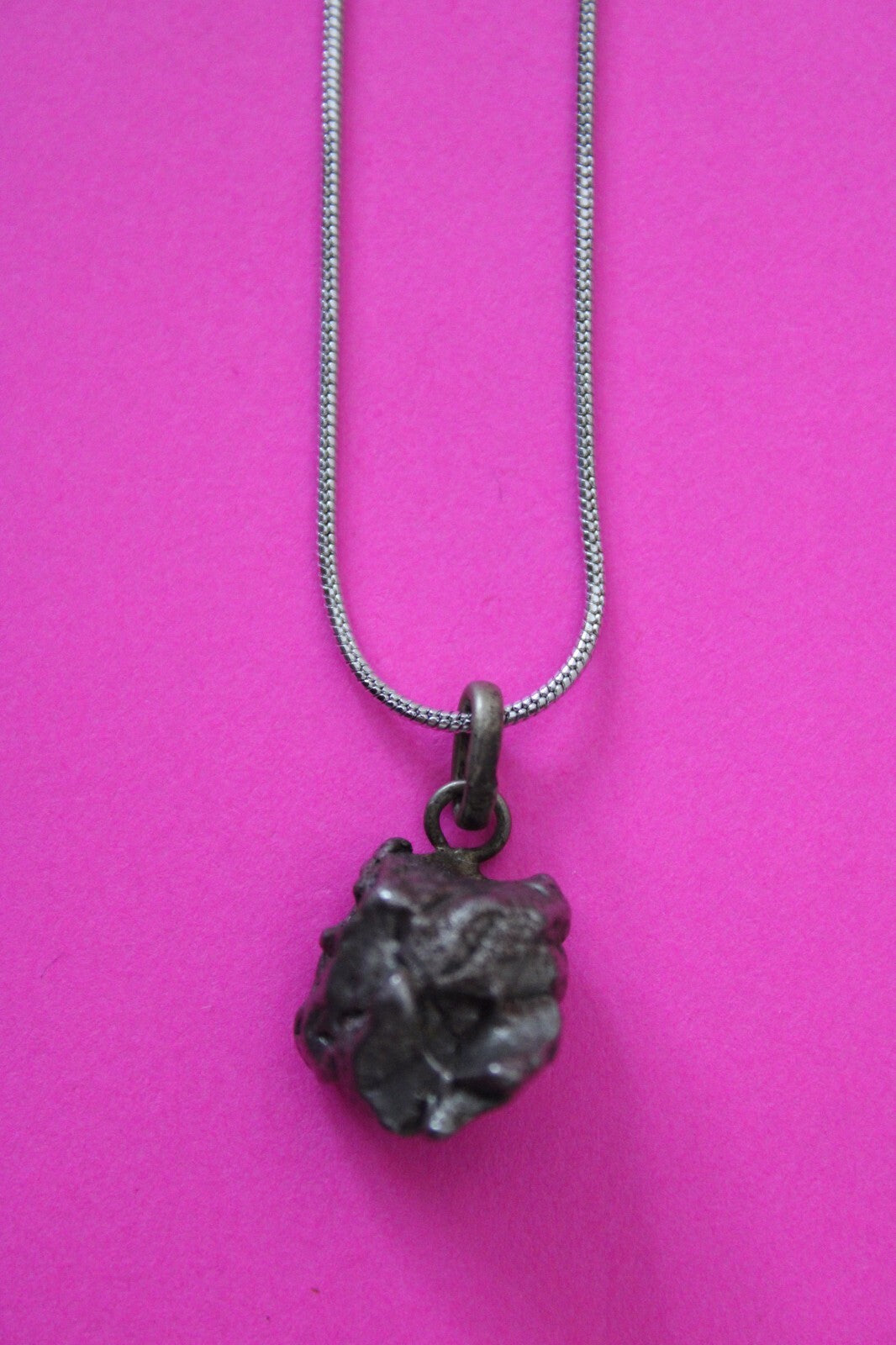 Meteorite Necklace W/ Chain Campo Del Cielo 6.4 Grams Real Dinosaur Girl COA 44