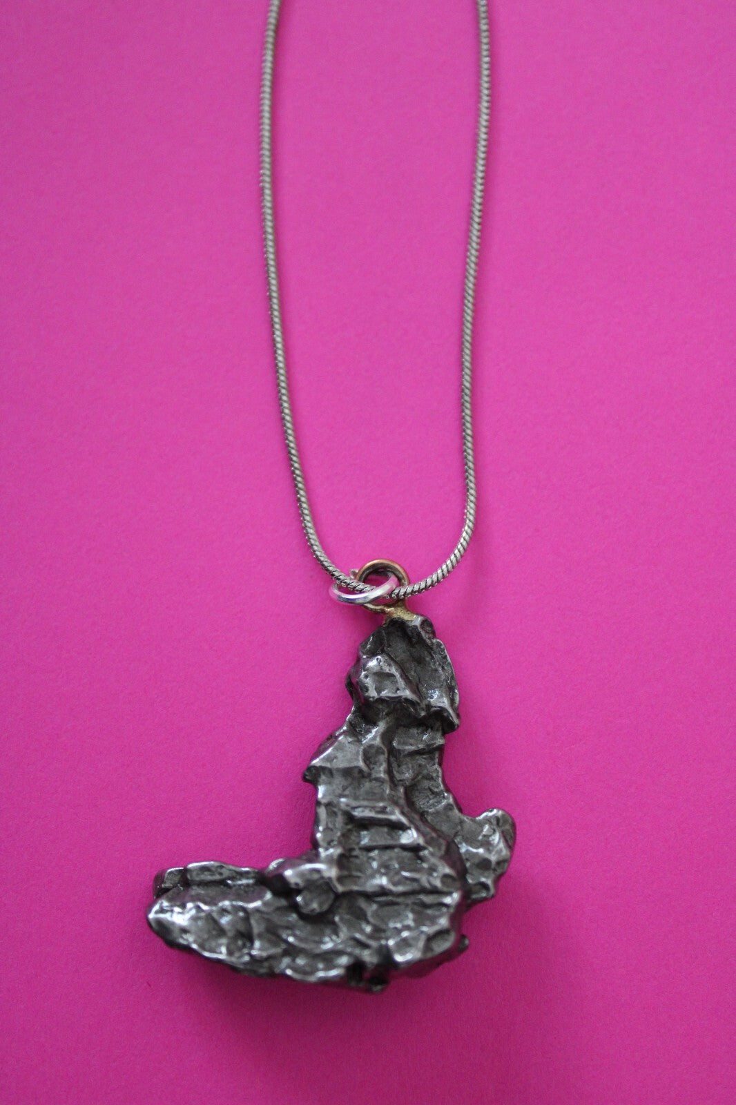 Meteorite Necklace W/ Chain Campo Del Cielo 15.3 Grams Real Dinosaur Girl COA 29
