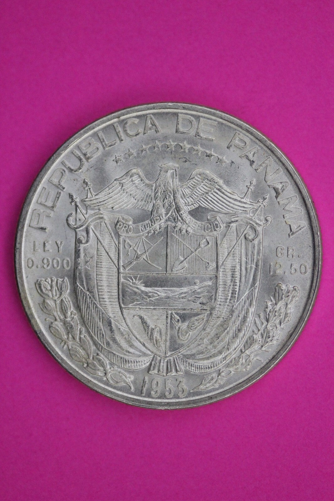 Gem Brilliant Uncirculated 1953 Panama Half Balboa Silver Low Mintage Coin 28