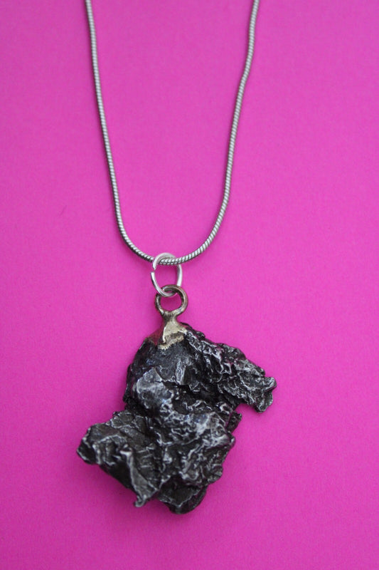 Meteorite Necklace W/ Chain Campo Del Cielo 11.2 Grams Real Dinosaur Girl COA 12