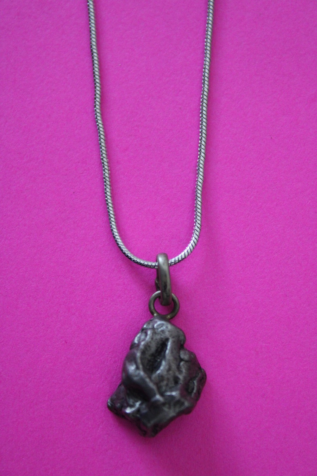 Meteorite Necklace W/ Chain Campo Del Cielo 5.1 Grams Real Dinosaur Girl COA 48