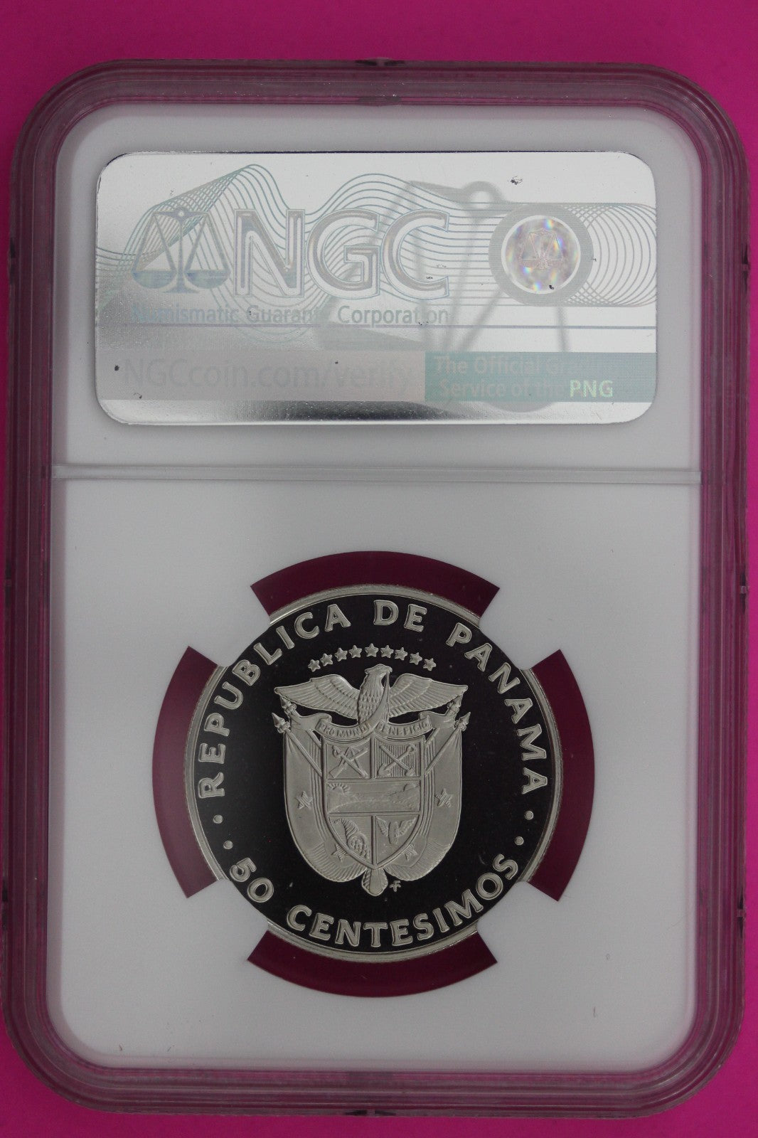 1977 Panama PF 69 Ultra Cameo Proof 50 Centesimos NGC Graded Certified Slab 1299