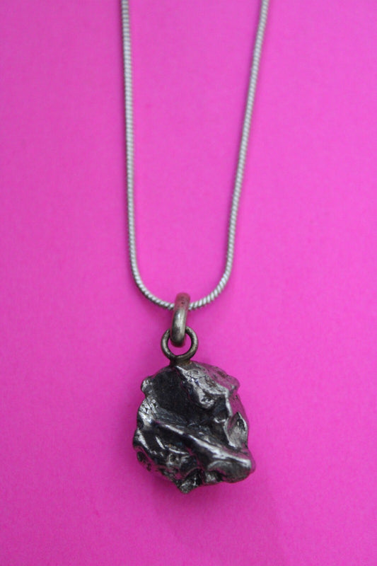 Meteorite Necklace W/ Chain Campo Del Cielo 6.7 Grams Real Dinosaur Girl COA 57