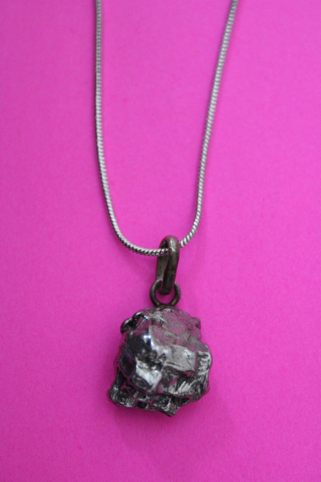 Meteorite Necklace W/ Chain Campo Del Cielo 6.7 Grams Real Dinosaur Girl COA 57