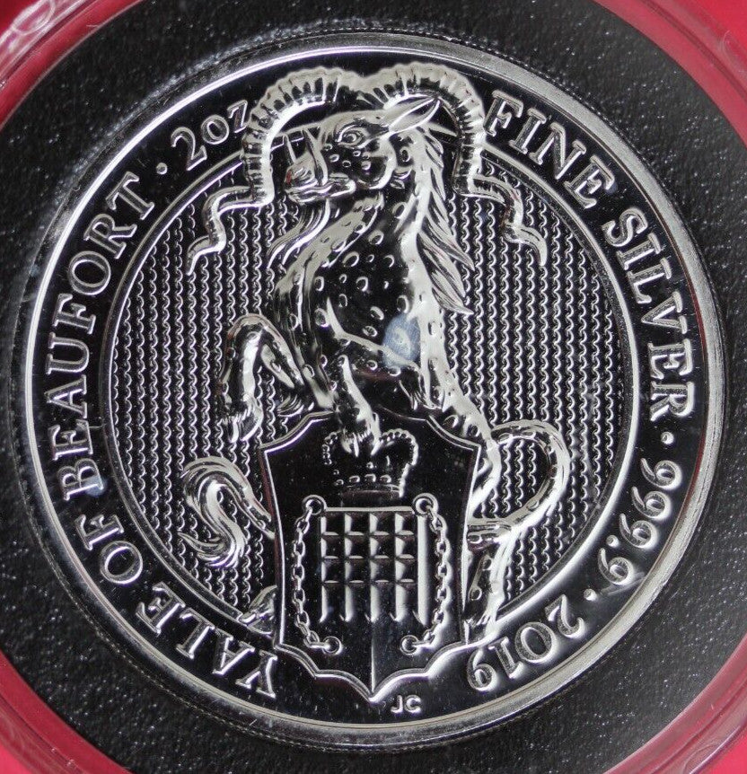 2019 £5 UK Yale Of Beaufort 2 Troy Ounces .999 Fine Silver Medal GFB 6078