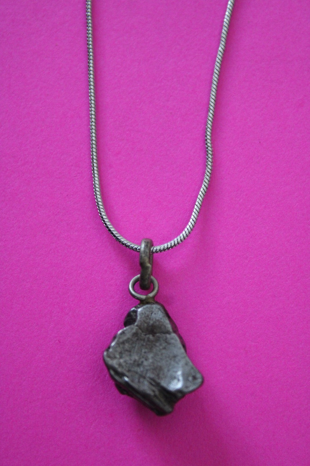 Meteorite Necklace W/ Chain Campo Del Cielo 5.1 Grams Real Dinosaur Girl COA 48