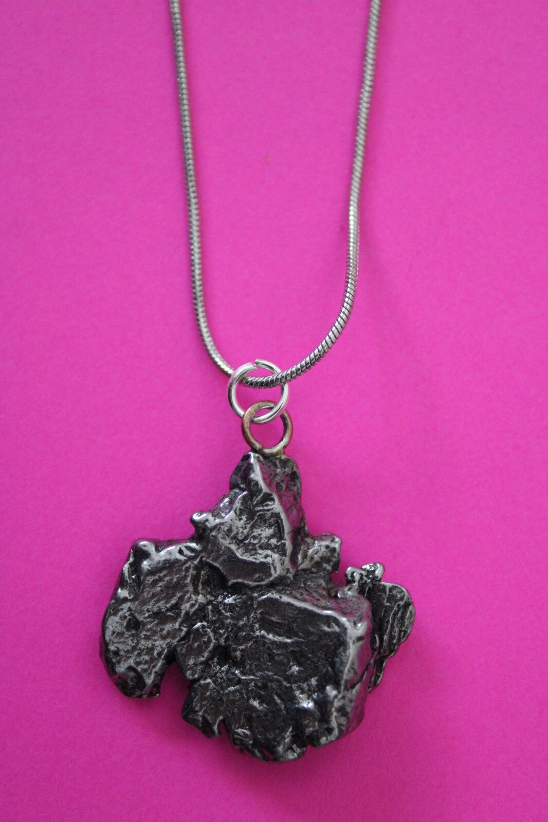 Meteorite Necklace W/ Chain Campo Del Cielo 14.4 Grams Real Dinosaur Girl COA 36