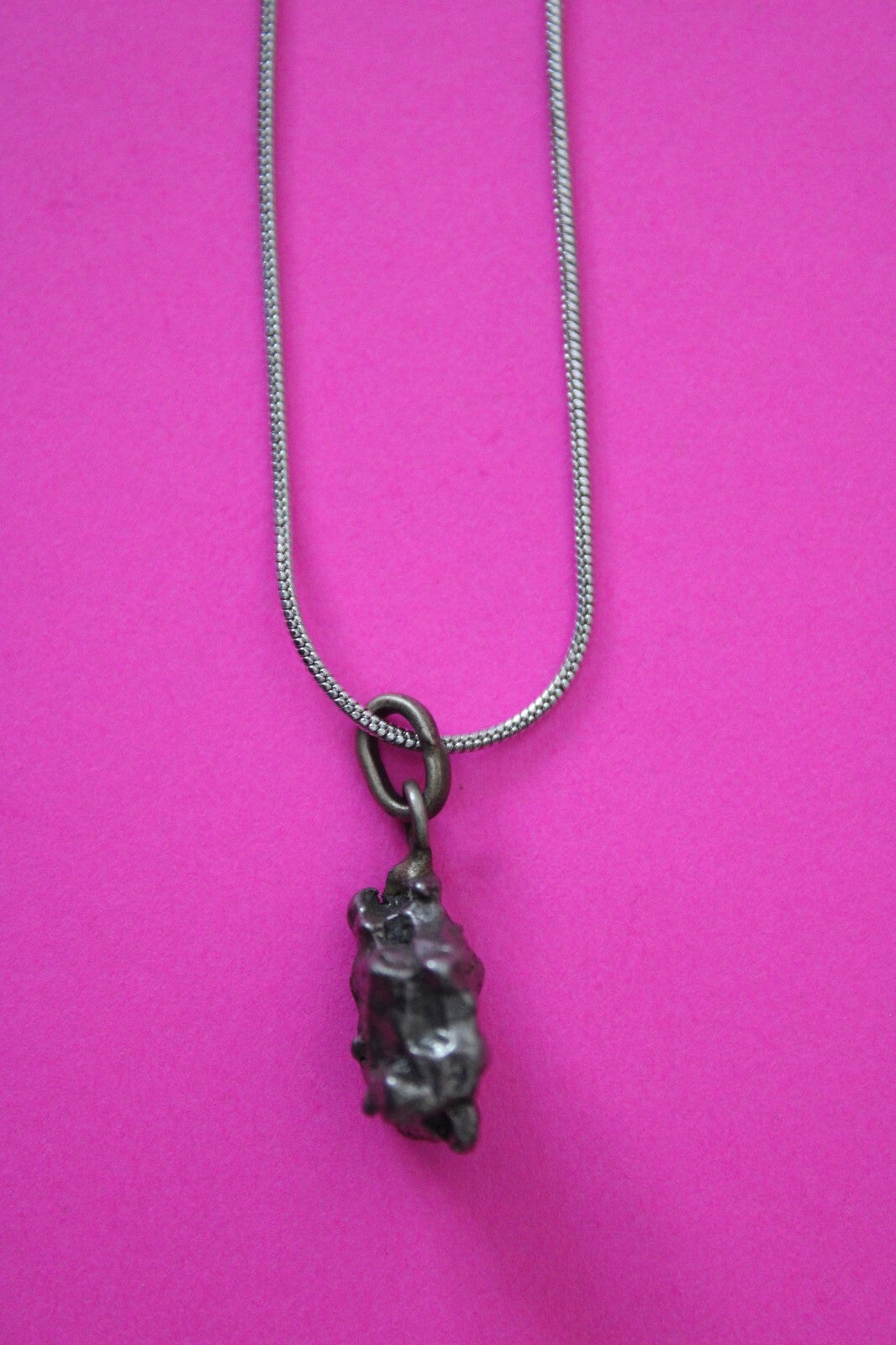 Meteorite Necklace W/ Chain Campo Del Cielo 4.4 Grams Real Dinosaur Girl COA 39