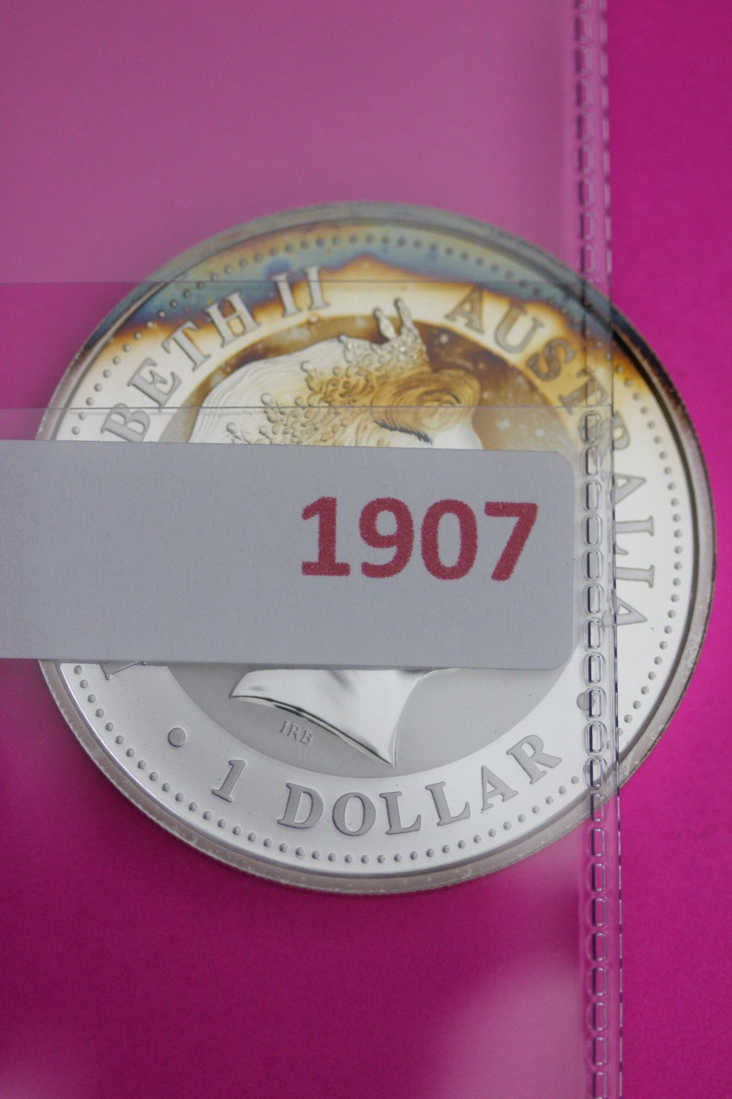 Rainbow Toned 2000 Year of the Dragon Australia $1 Dollar 1 Ounce Silver 1907