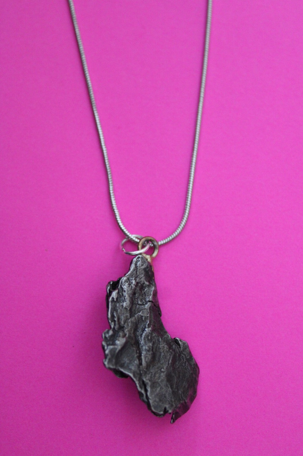 Meteorite Necklace W/ Chain Campo Del Cielo 11.4 Grams Real Dinosaur Girl COA 18