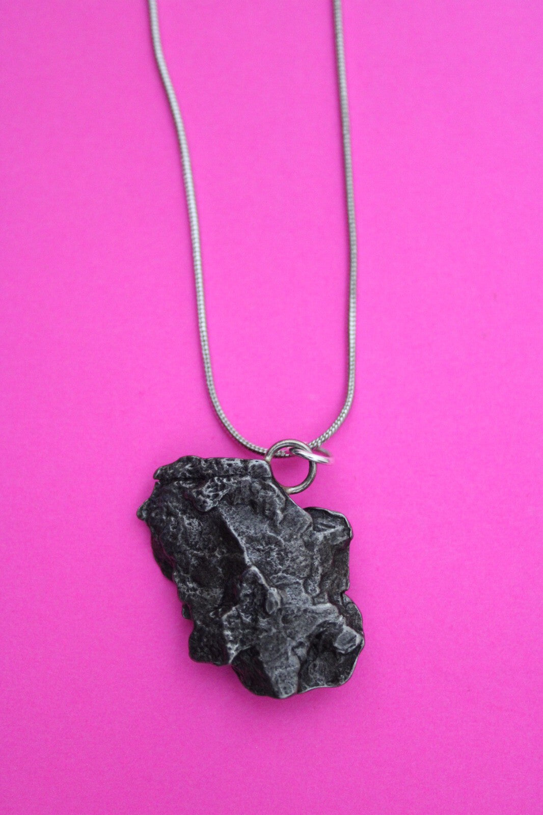 Meteorite Necklace W/ Chain Campo Del Cielo 11.7 Grams Real Dinosaur Girl COA 14