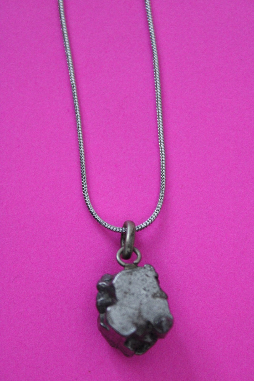 Meteorite Necklace W/ Chain Campo Del Cielo 6.4 Grams Real Dinosaur Girl COA 44
