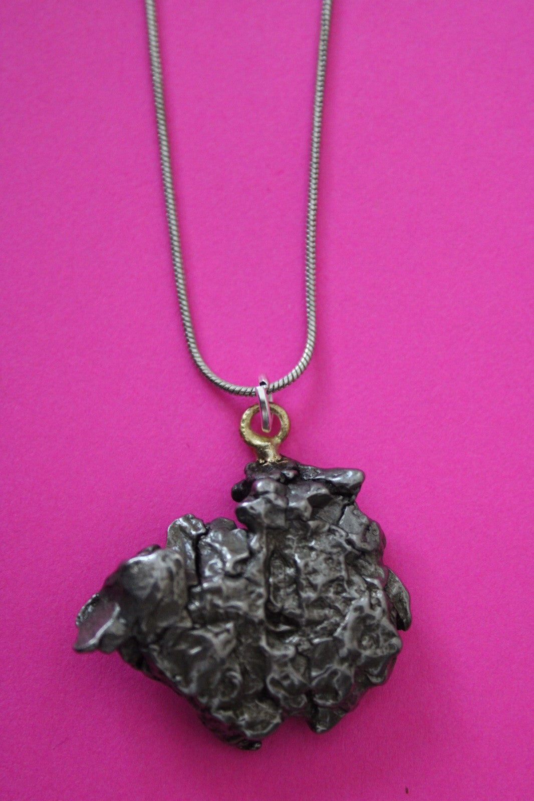 Meteorite Necklace W/ Chain Campo Del Cielo 15.8 Grams Real Dinosaur Girl COA 35