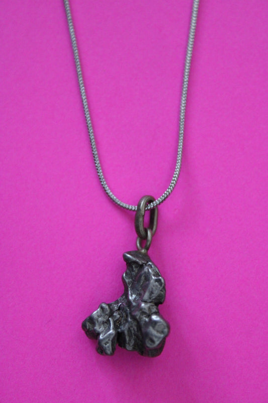 Meteorite Necklace W/ Chain Campo Del Cielo 4.5 Grams Real Dinosaur Girl COA 43