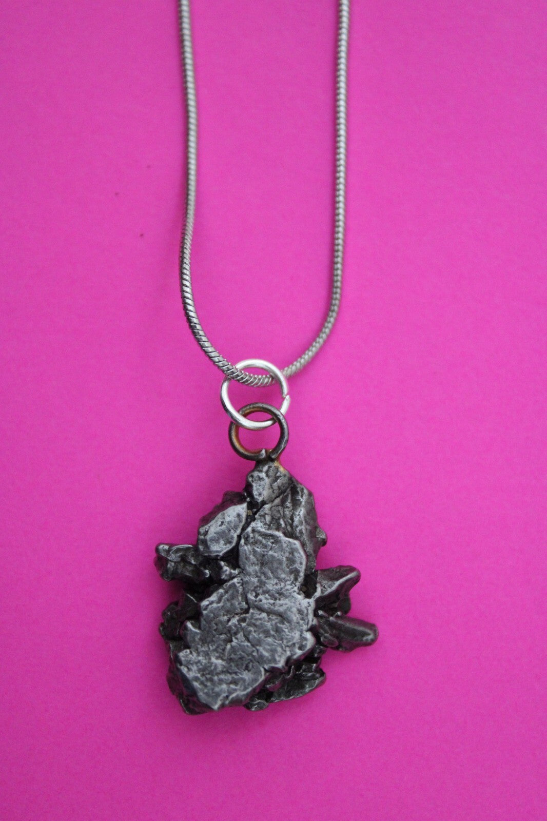 Meteorite Necklace W/ Chain Campo Del Cielo 8.62 Grams Real Dinosaur Girl COA 19