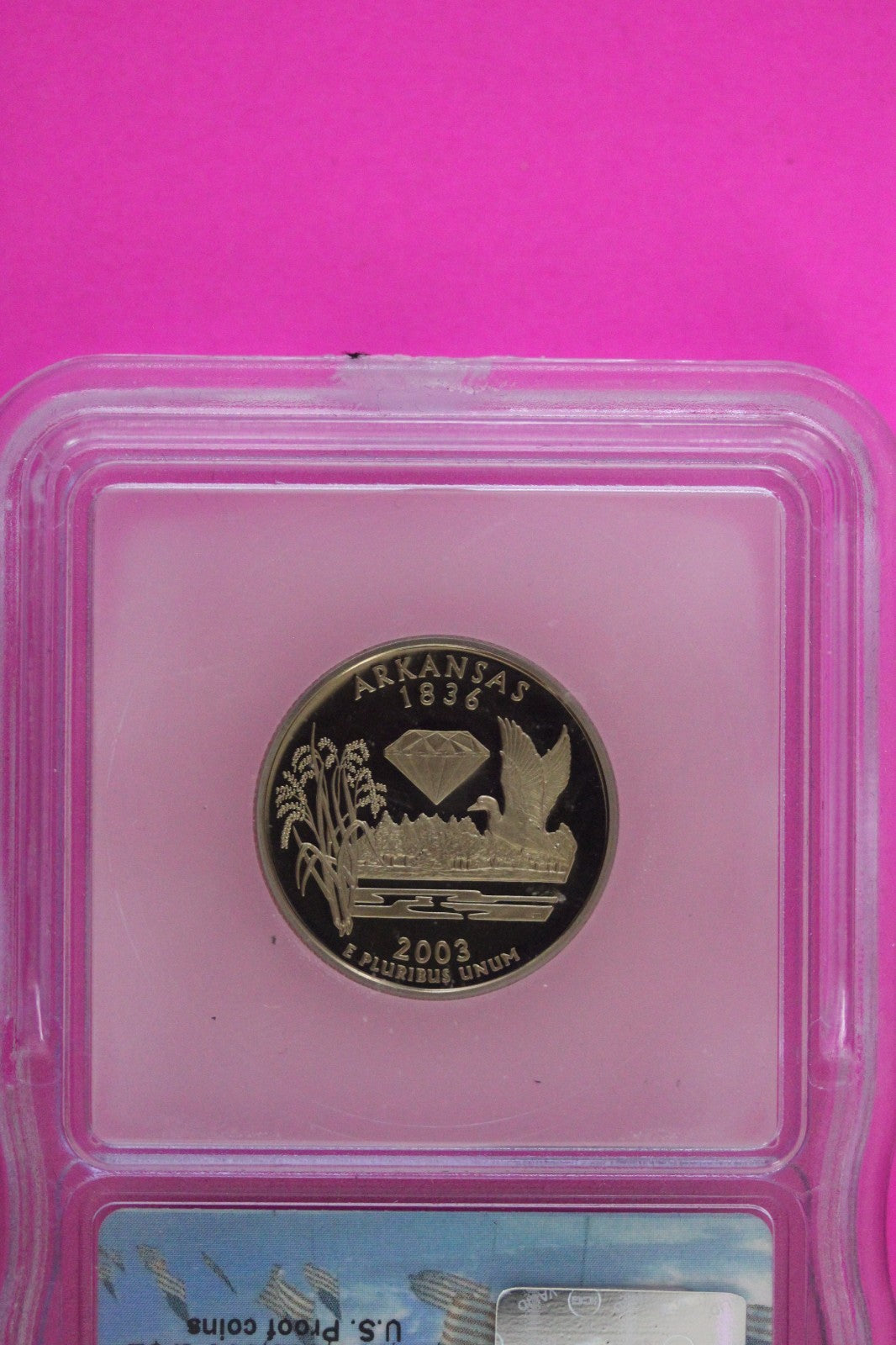 2003 S PR 70 Proof Arkansas Clad State Quarter ICG Certified Graded Slab 168