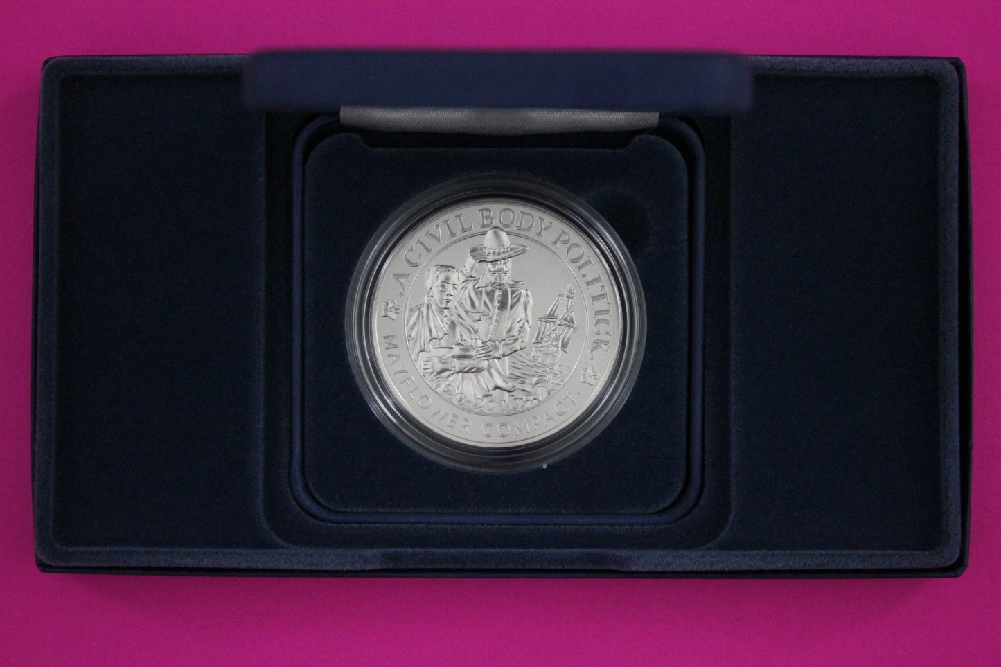 Gem 2020 Mayflower Reverse Proof Medal 1 Ounce of .999 Silver Box & COA 7026