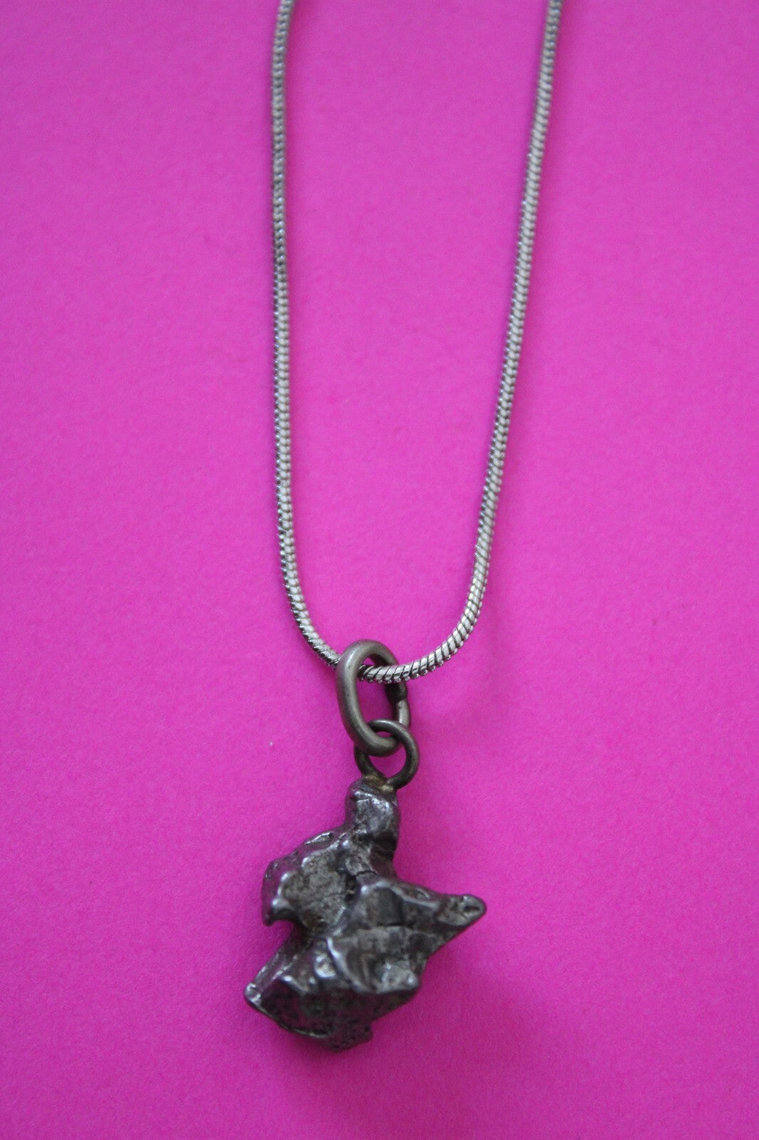 Meteorite Necklace W/ Chain Campo Del Cielo 3.8 Grams Real Dinosaur Girl COA 51