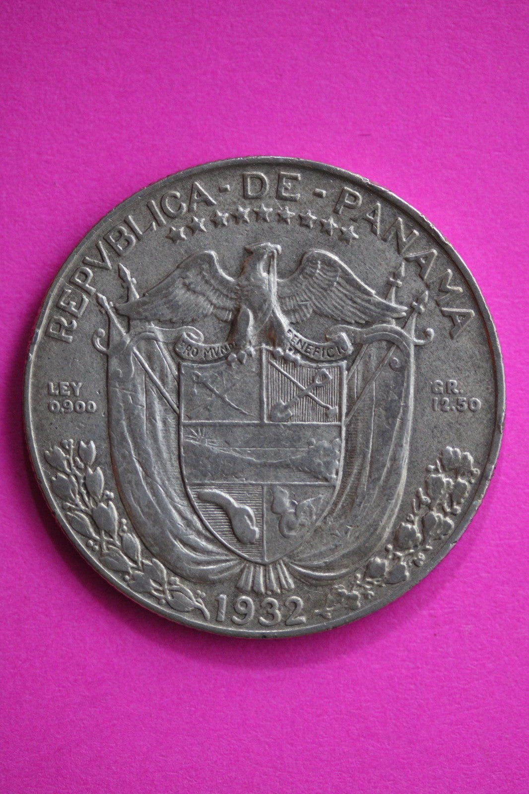 High Grade 1932 Panama 1/2 Half Balboa Silver Coin Guaranteed Authentic 2534