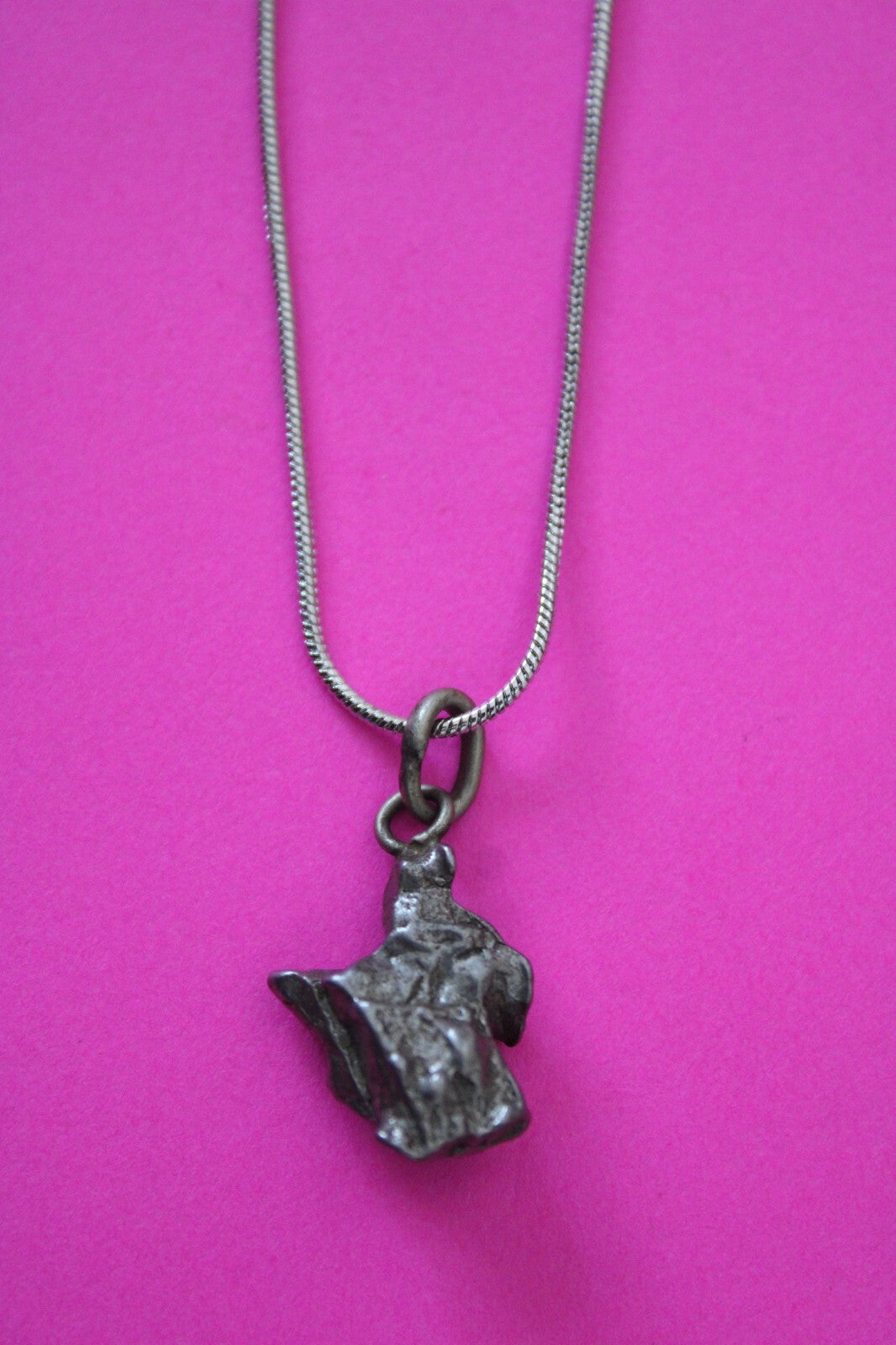 Meteorite Necklace W/ Chain Campo Del Cielo 3.8 Grams Real Dinosaur Girl COA 51