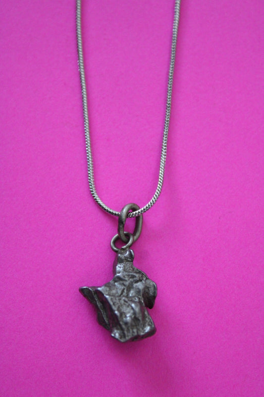 Meteorite Necklace W/ Chain Campo Del Cielo 3.8 Grams Real Dinosaur Girl COA 51