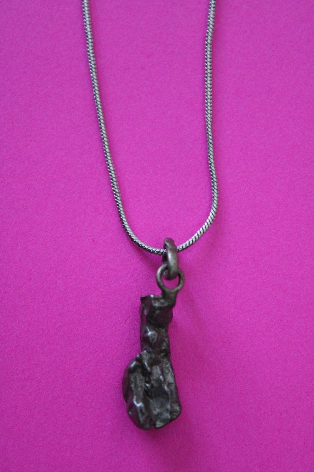 Meteorite Necklace W/ Chain Campo Del Cielo 3.1 Grams Real Dinosaur Girl COA 47