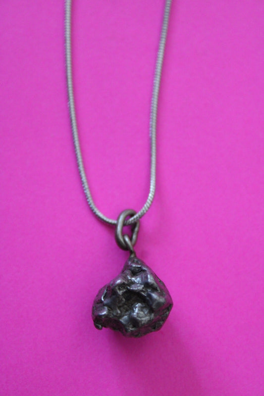 Meteorite Necklace W/ Chain Campo Del Cielo 7.0 Grams Real Dinosaur Girl COA 54