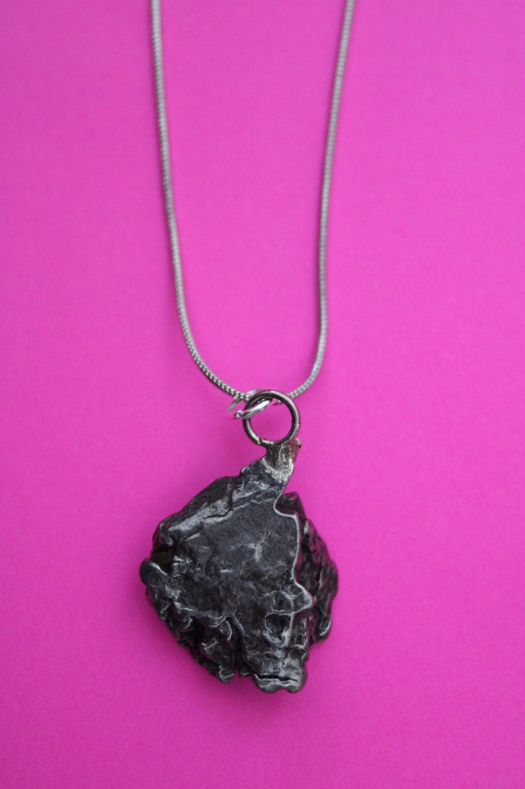 Meteorite Necklace W/ Chain Campo Del Cielo 12.3 Grams Real Dinosaur Girl COA 10