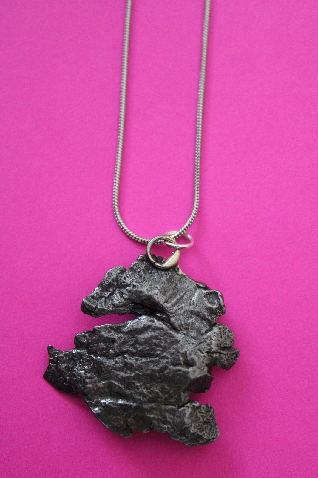 Meteorite Necklace W/ Chain Campo Del Cielo 15.2 Grams Real Dinosaur Girl COA 33