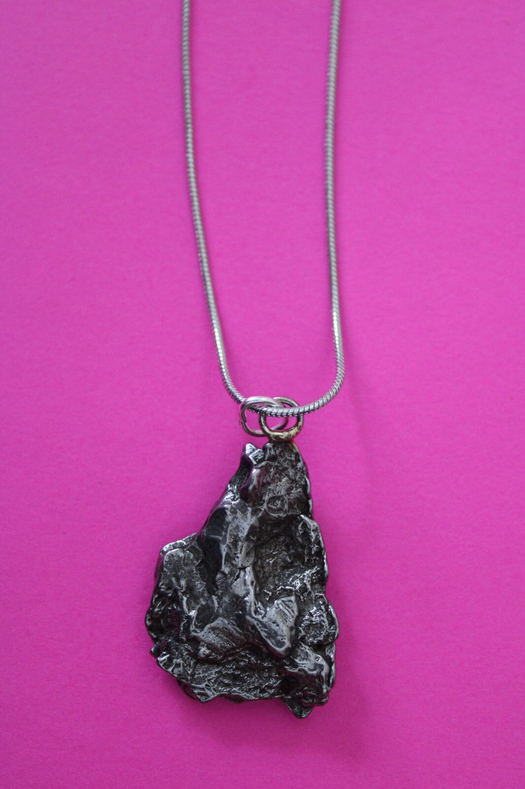 Meteorite Necklace W/ Chain Campo Del Cielo 12.7 Grams Real Dinosaur Girl COA 25