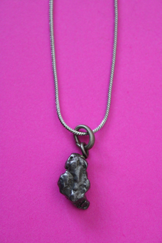 Meteorite Necklace W/ Chain Campo Del Cielo 2.3 Grams Real Dinosaur Girl COA 53