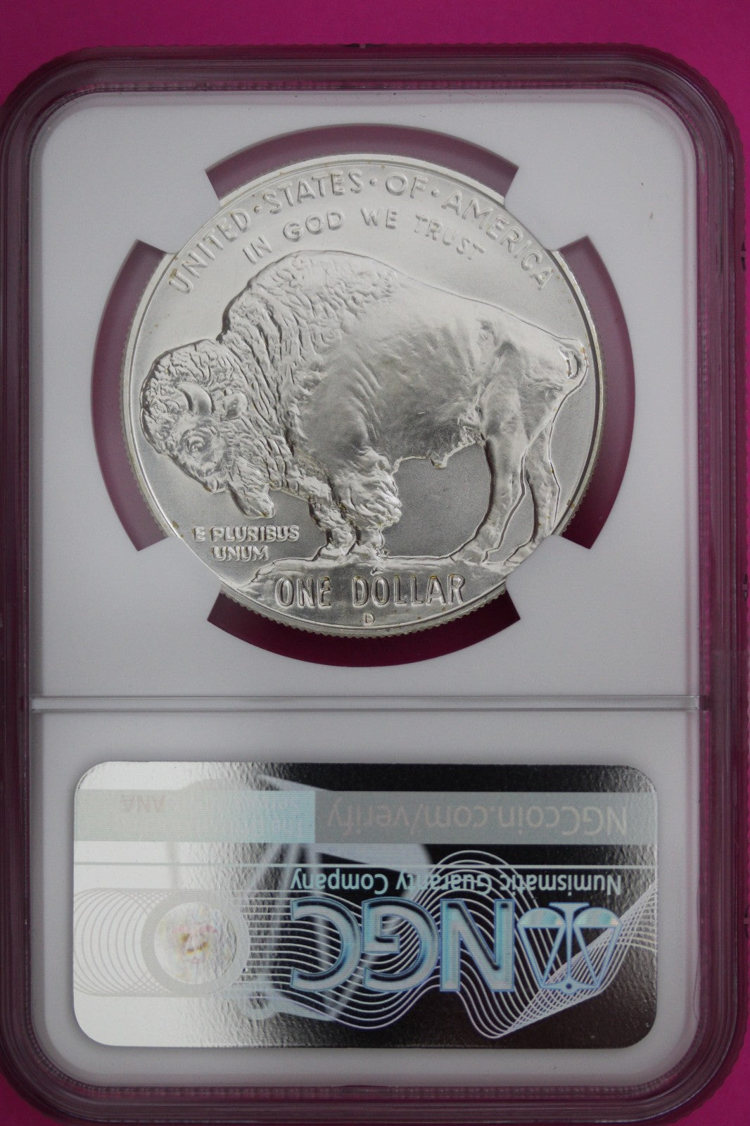 2001 D MS 69 Buffalo Commemorative Silver Dollar NGC Graded Authentic Slab 984