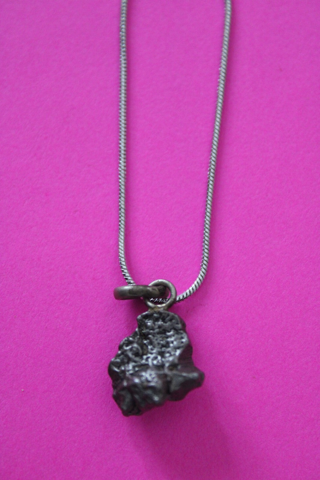 Meteorite Necklace W/ Chain Campo Del Cielo 3.3 Grams Real Dinosaur Girl COA 45