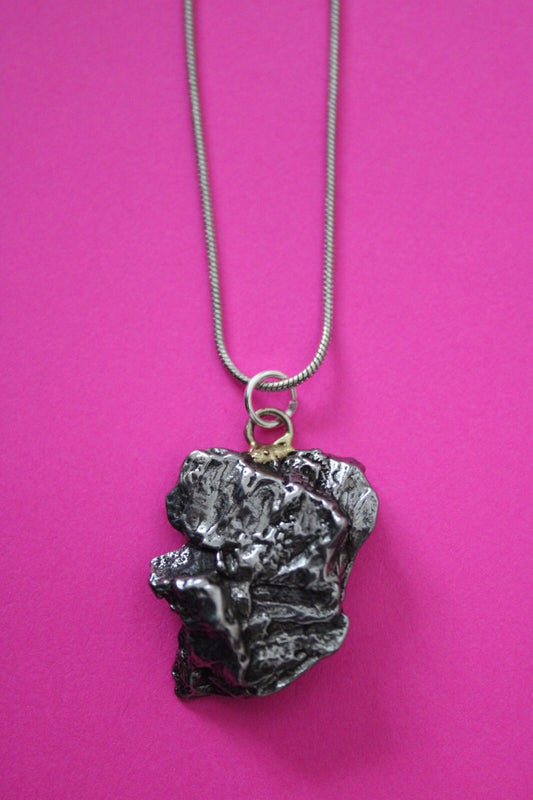 Meteorite Necklace W/ Chain Campo Del Cielo 11.2 Grams Real Dinosaur Girl COA 31
