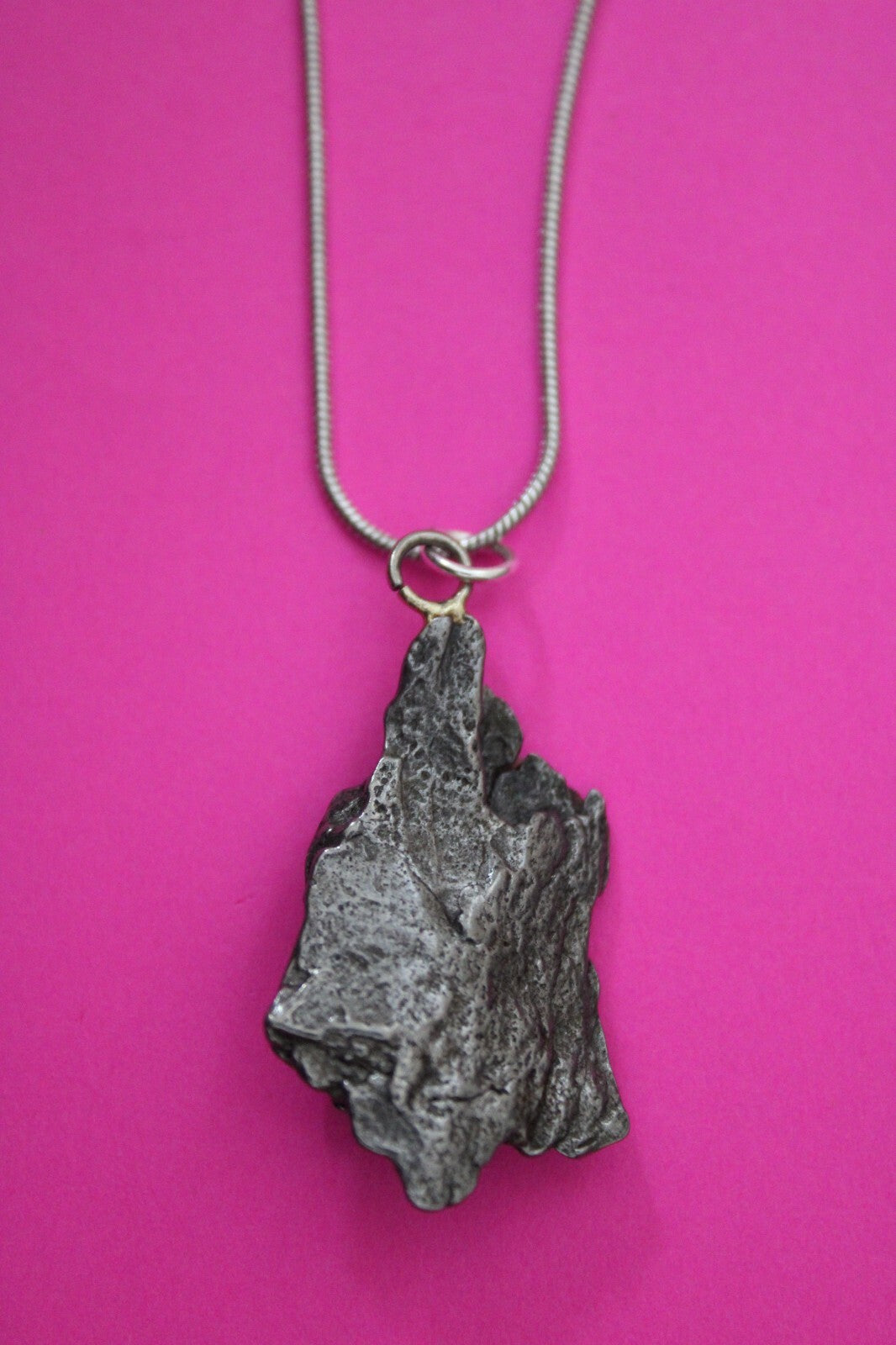 Meteorite Necklace W/ Chain Campo Del Cielo 9.58 Grams Real Dinosaur Girl COA 08