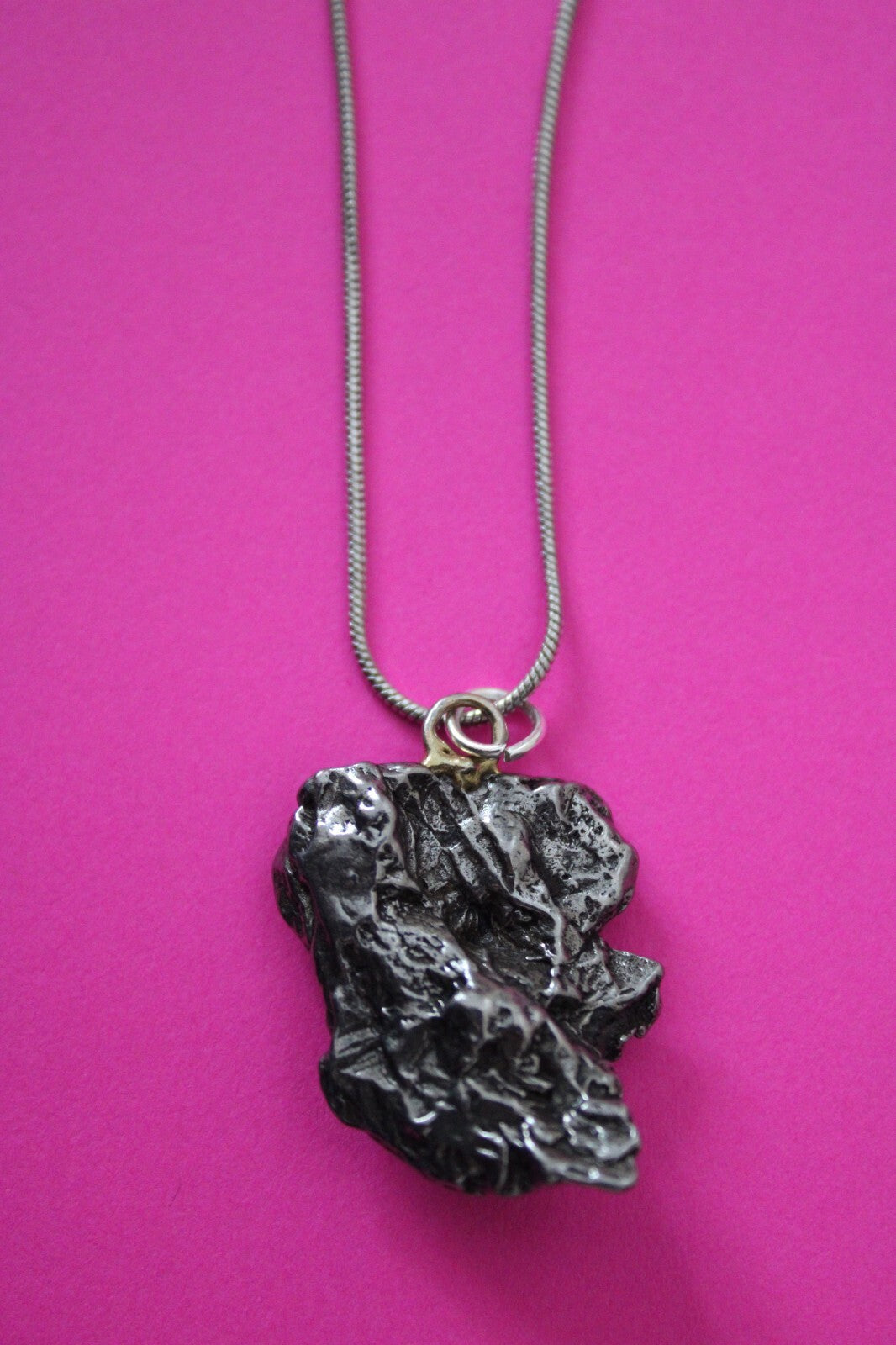 Meteorite Necklace W/ Chain Campo Del Cielo 11.2 Grams Real Dinosaur Girl COA 31