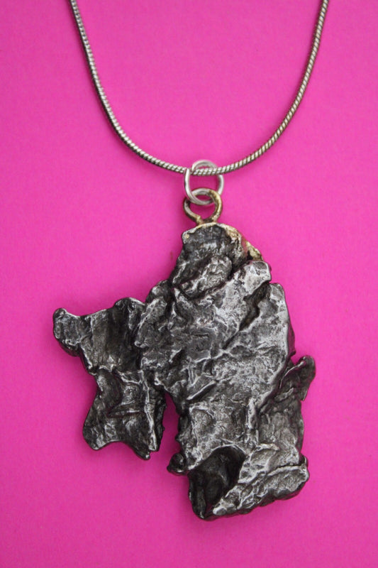 Meteorite Necklace W/ Chain Campo Del Cielo 16.3 Grams Real Dinosaur Girl COA 02