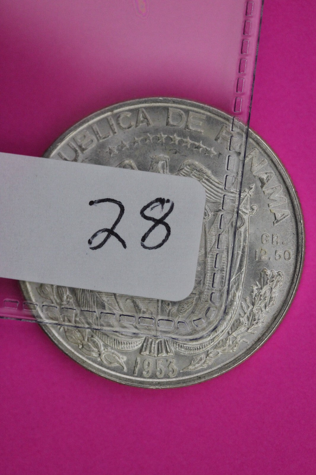 Gem Brilliant Uncirculated 1953 Panama Half Balboa Silver Low Mintage Coin 28